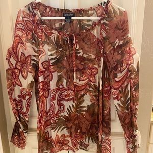 Boho Sheer Floral Top by Lucky Brand